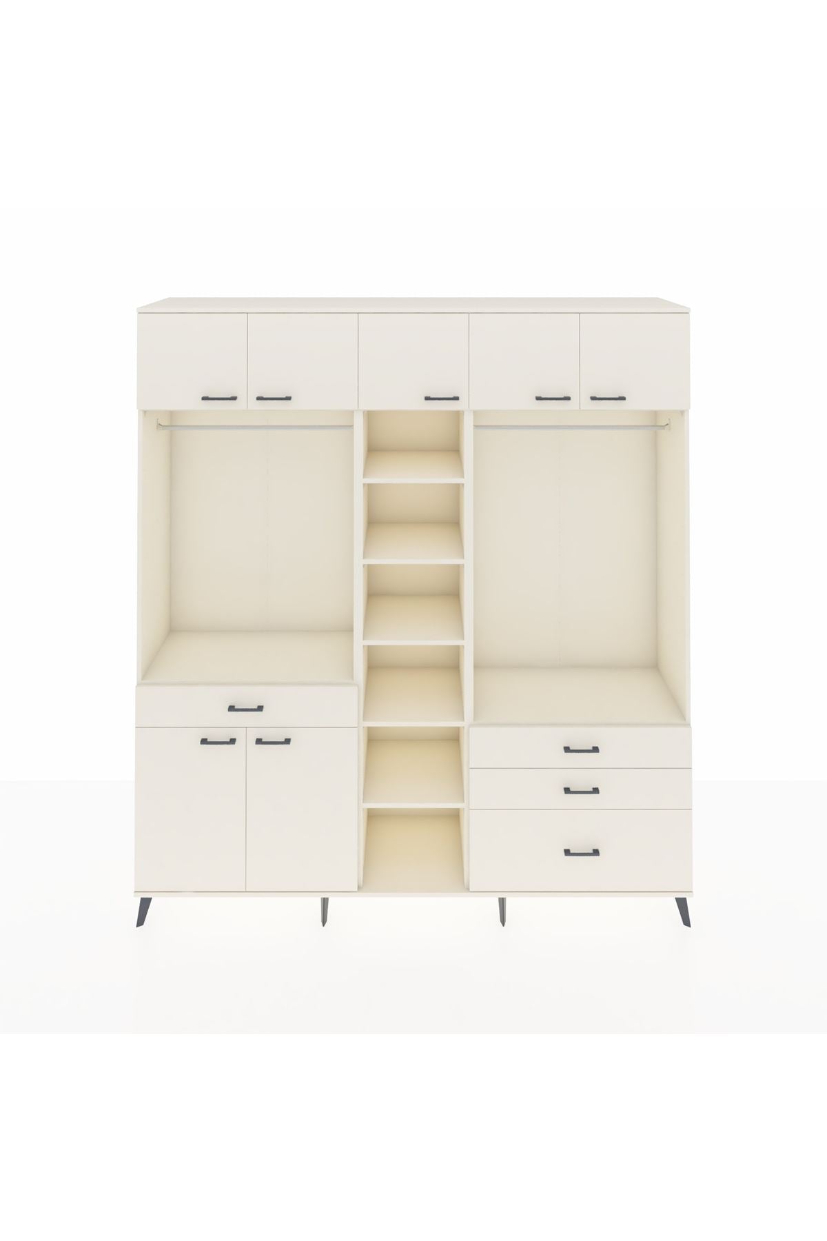 Hyperion Dolap 11 Raflı 4 Çekmeceli 2 Askılı 220x44x243 Aytaşı-Aytaşı/Aytaşı