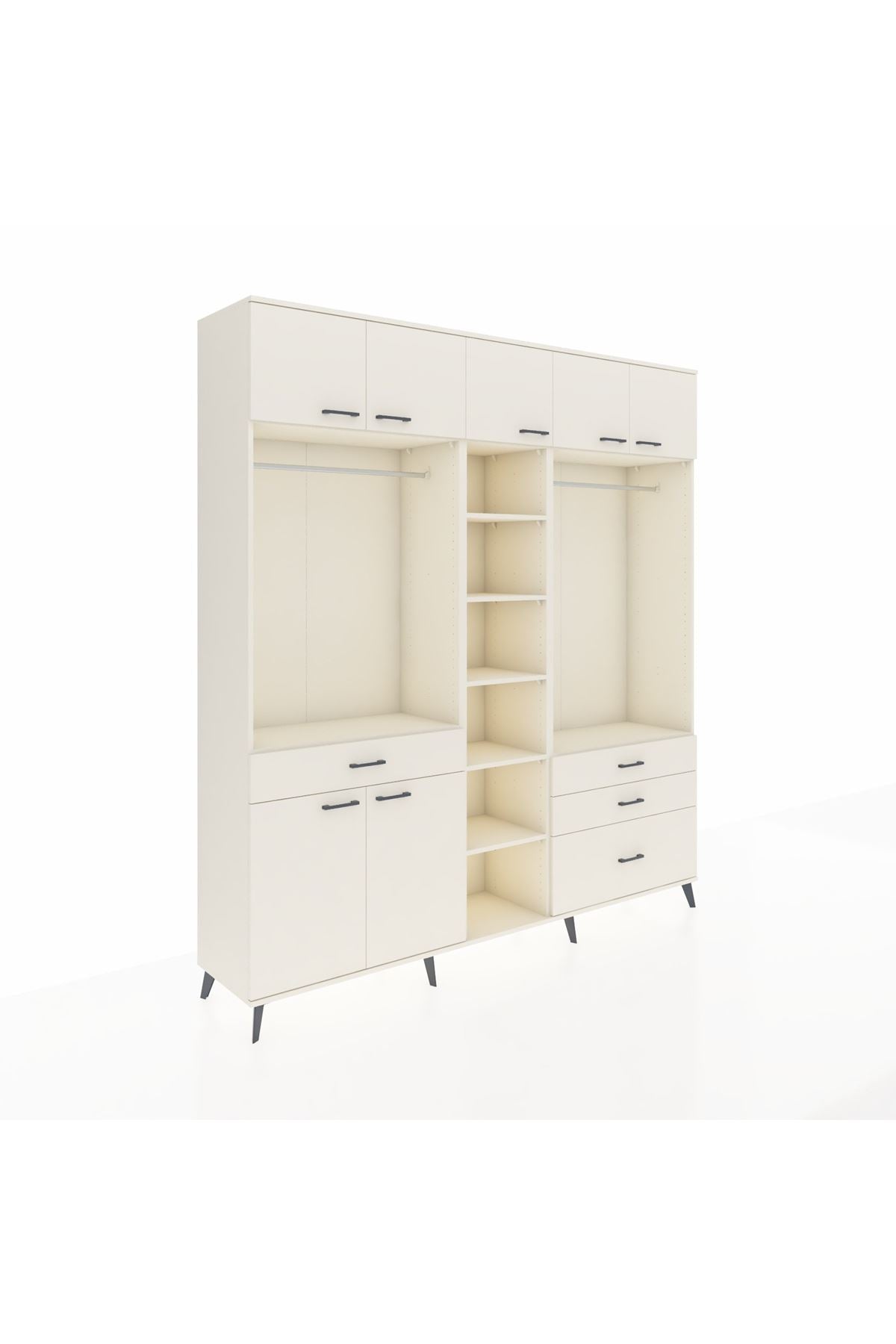 Hyperion Dolap 11 Raflı 4 Çekmeceli 2 Askılı 220x44x243 Aytaşı-Aytaşı/Aytaşı