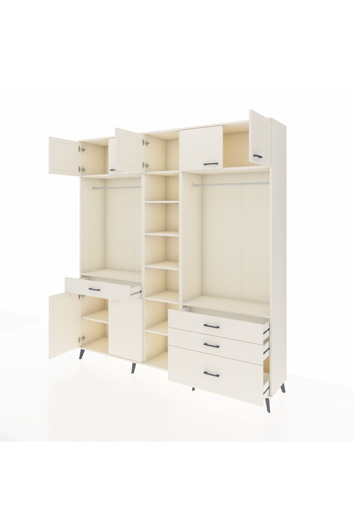 Hyperion Dolap 11 Raflı 4 Çekmeceli 2 Askılı 220x44x243 Aytaşı-Aytaşı/Aytaşı