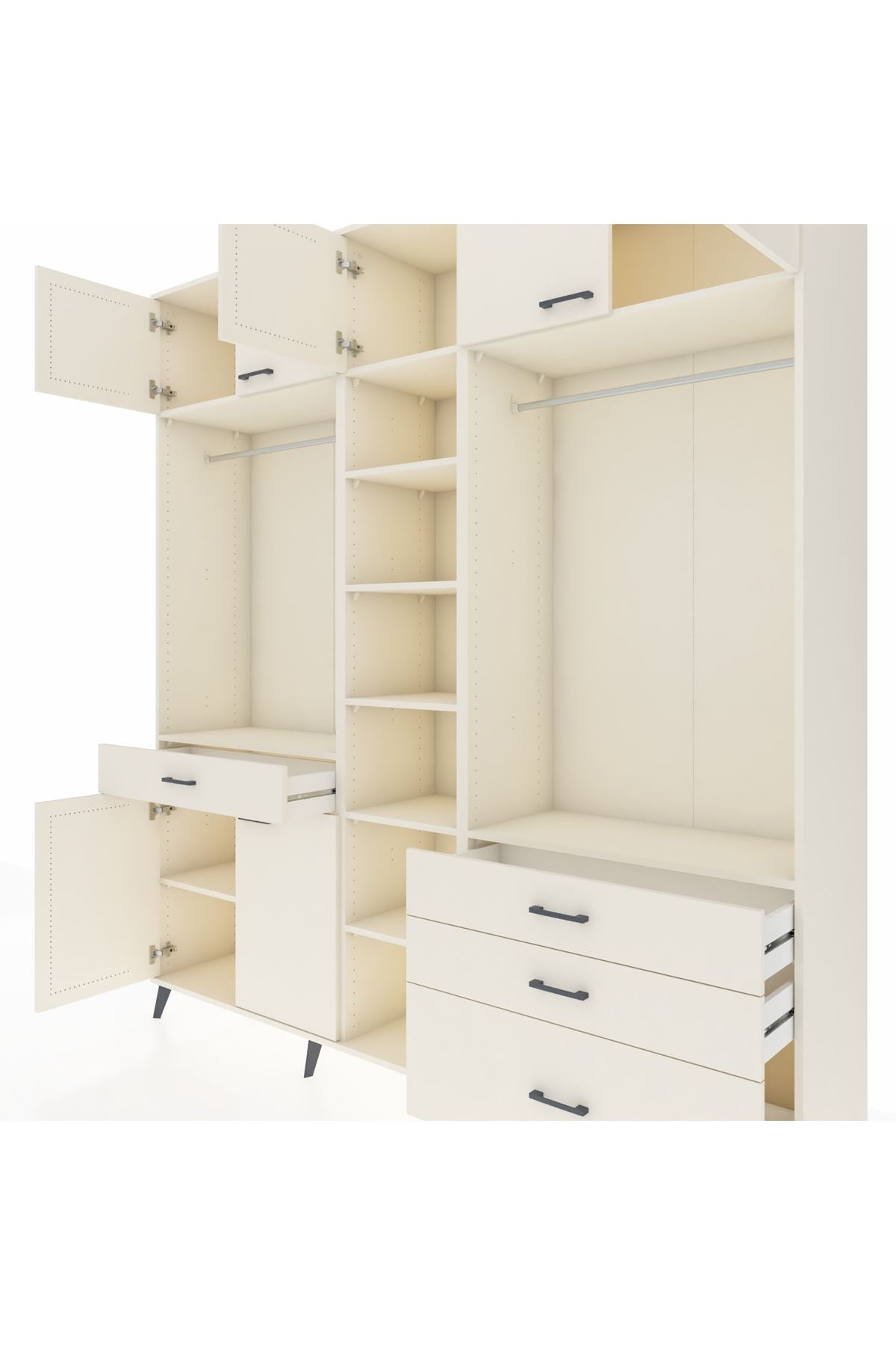 Hyperion Dolap 11 Raflı 4 Çekmeceli 2 Askılı 220x44x243 Aytaşı-Aytaşı/Aytaşı