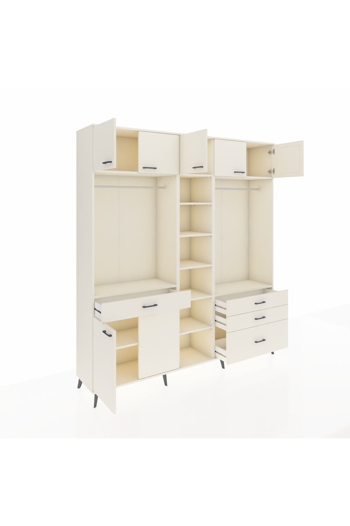 Hyperion Dolap 11 Raflı 4 Çekmeceli 2 Askılı 220x44x243 Aytaşı-Aytaşı/Aytaşı