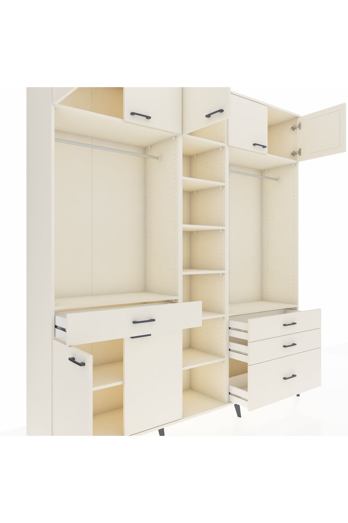 Hyperion Dolap 11 Raflı 4 Çekmeceli 2 Askılı 220x44x243 Aytaşı-Aytaşı/Aytaşı