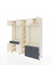 Hyperion Dolap 11 Raflı 4 Çekmeceli 2 Askılı 220x44x243 Aytaşı-Aytaşı/Antrasit