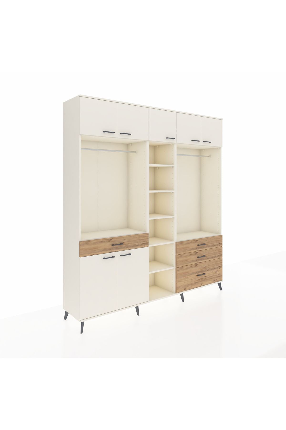 Hyperion Dolap 11 Raflı 4 Çekmeceli 2 Askılı 220x44x243 Aytaşı-Aytaşı/Çam