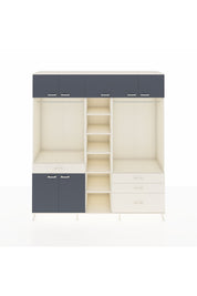 Hyperion Dolap 11 Raflı 4 Çekmeceli 2 Askılı 220x44x243 Aytaşı-Antrasit/Aytaşı