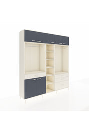 Hyperion Dolap 11 Raflı 4 Çekmeceli 2 Askılı 220x44x243 Aytaşı-Antrasit/Aytaşı