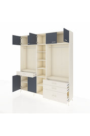 Hyperion Dolap 11 Raflı 4 Çekmeceli 2 Askılı 220x44x243 Aytaşı-Antrasit/Aytaşı