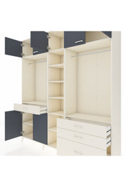 Hyperion Dolap 11 Raflı 4 Çekmeceli 2 Askılı 220x44x243 Aytaşı-Antrasit/Aytaşı