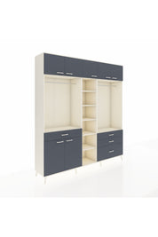 Hyperion Dolap 11 Raflı 4 Çekmeceli 2 Askılı 220x44x243 Aytaşı-Antrasit/Antrasit