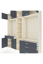 Hyperion Dolap 11 Raflı 4 Çekmeceli 2 Askılı 220x44x243 Aytaşı-Antrasit/Antrasit