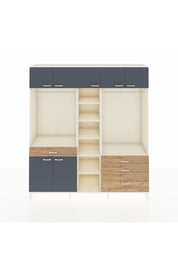Hyperion Dolap 11 Raflı 4 Çekmeceli 2 Askılı 220x44x243 Aytaşı-Antrasit/Çam
