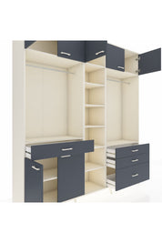 Hyperion Dolap 11 Raflı 4 Çekmeceli 2 Askılı 220x44x243 Aytaşı-Antrasit/Antrasit