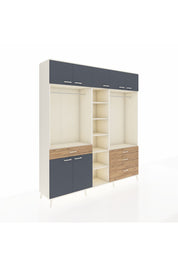 Hyperion Dolap 11 Raflı 4 Çekmeceli 2 Askılı 220x44x243 Aytaşı-Antrasit/Çam