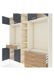 Hyperion Dolap 11 Raflı 4 Çekmeceli 2 Askılı 220x44x243 Aytaşı-Antrasit/Çam