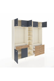 Hyperion Dolap 11 Raflı 4 Çekmeceli 2 Askılı 220x44x243 Aytaşı-Antrasit/Çam