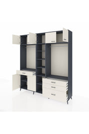 Hyperion Dolap 11 Raflı 4 Çekmeceli 2 Askılı 220x44x243 Antrasit-Aytaşı/Aytaşı