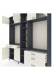 Hyperion Dolap 11 Raflı 4 Çekmeceli 2 Askılı 220x44x243 Antrasit-Aytaşı/Aytaşı