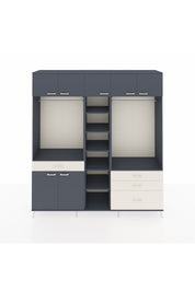 Hyperion Dolap 11 Raflı 4 Çekmeceli 2 Askılı 220x44x243 Antrasit-Antrasit/Aytaşı