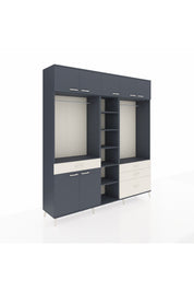 Hyperion Dolap 11 Raflı 4 Çekmeceli 2 Askılı 220x44x243 Antrasit-Antrasit/Aytaşı