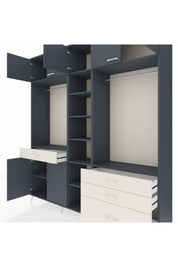 Hyperion Dolap 11 Raflı 4 Çekmeceli 2 Askılı 220x44x243 Antrasit-Antrasit/Aytaşı