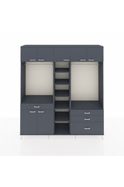 Hyperion Dolap 11 Raflı 4 Çekmeceli 2 Askılı 220x44x243 Antrasit-Antrasit/Antrasit