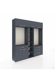 Hyperion Dolap 11 Raflı 4 Çekmeceli 2 Askılı 220x44x243 Antrasit-Antrasit/Antrasit