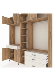 Hyperion Dolap 11 Raflı 4 Çekmeceli 2 Askılı 220x44x243 Çam-Çam/Aytaşı
