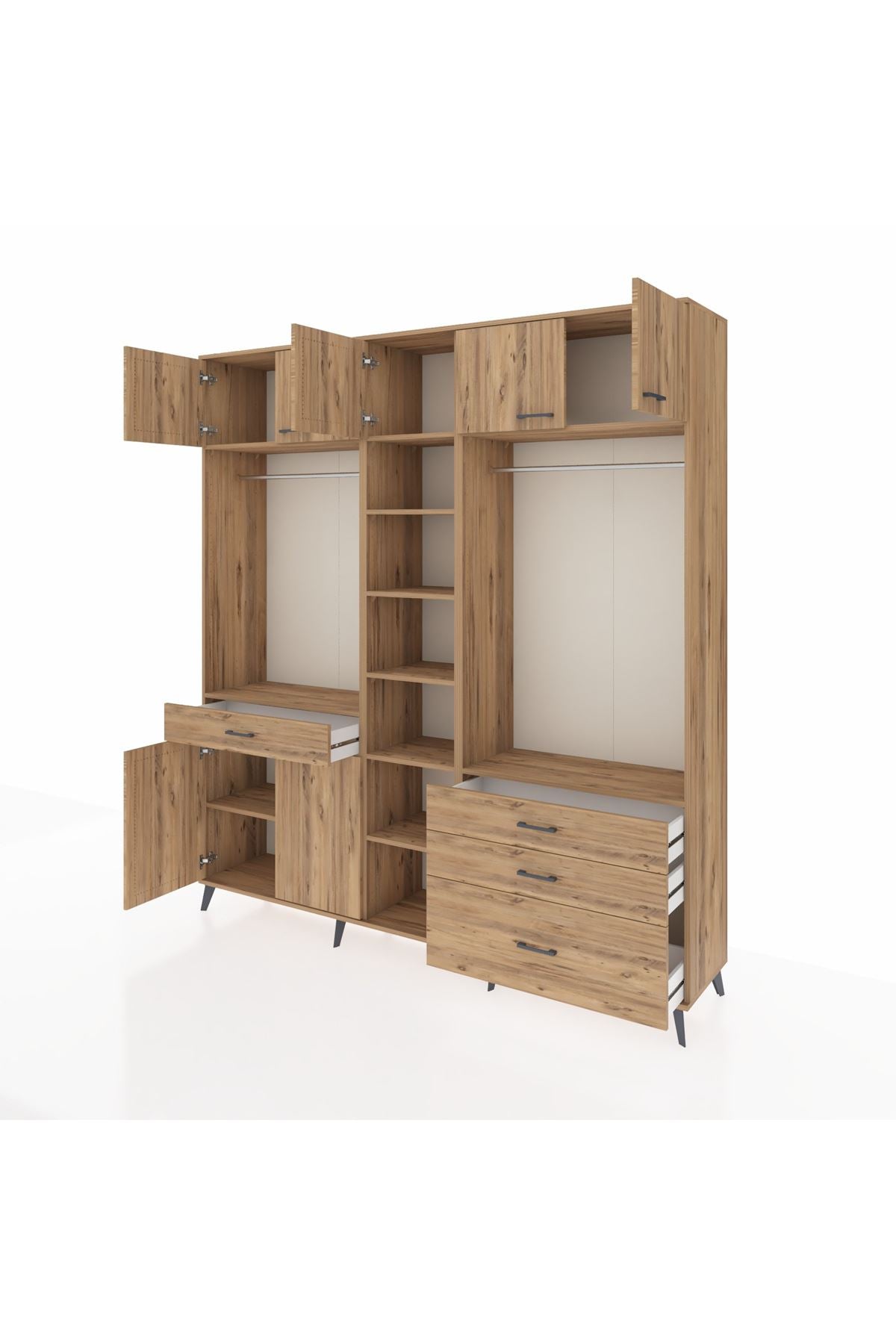 Hyperion Dolap 11 Raflı 4 Çekmeceli 2 Askılı 220x44x243 - S553M030V21B