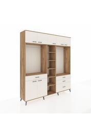 Hyperion Dolap 11 Raflı 4 Çekmeceli 2 Askılı 220x44x243 Çam-Aytaşı/Aytaşı