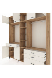 Hyperion Dolap 11 Raflı 4 Çekmeceli 2 Askılı 220x44x243 Çam-Aytaşı/Aytaşı
