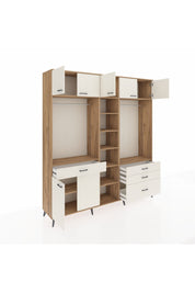 Hyperion Dolap 11 Raflı 4 Çekmeceli 2 Askılı 220x44x243 Çam-Aytaşı/Aytaşı