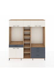 Hyperion Dolap 11 Raflı 4 Çekmeceli 2 Askılı 220x44x243 Çam-Aytaşı/Antrasit