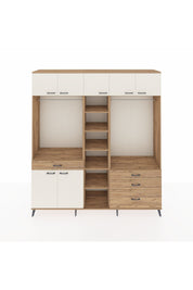 Hyperion Dolap 11 Raflı 4 Çekmeceli 2 Askılı 220x44x243 Çam-Aytaşı/Çam