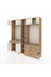 Hyperion Dolap 11 Raflı 4 Çekmeceli 2 Askılı 220x44x243 Çam-Aytaşı/Çam