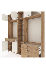 Hyperion Dolap 11 Raflı 4 Çekmeceli 2 Askılı 220x44x243 Çam-Aytaşı/Çam