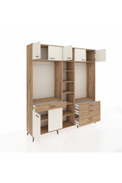 Hyperion Dolap 11 Raflı 4 Çekmeceli 2 Askılı 220x44x243 Çam-Aytaşı/Çam
