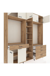 Hyperion Dolap 11 Raflı 4 Çekmeceli 2 Askılı 220x44x243 Çam-Aytaşı/Çam