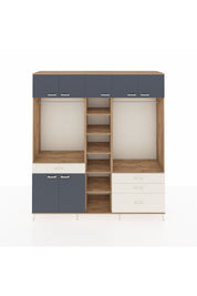 Hyperion Dolap 11 Raflı 4 Çekmeceli 2 Askılı 220x44x243 Çam-Antrasit/Aytaşı