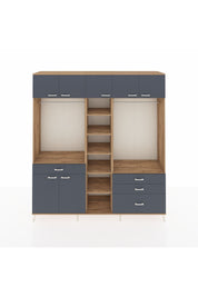 Hyperion Dolap 11 Raflı 4 Çekmeceli 2 Askılı 220x44x243 Çam-Antrasit/Antrasit