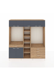 Hyperion Dolap 11 Raflı 4 Çekmeceli 2 Askılı 220x44x243 Çam-Antrasit/Çam