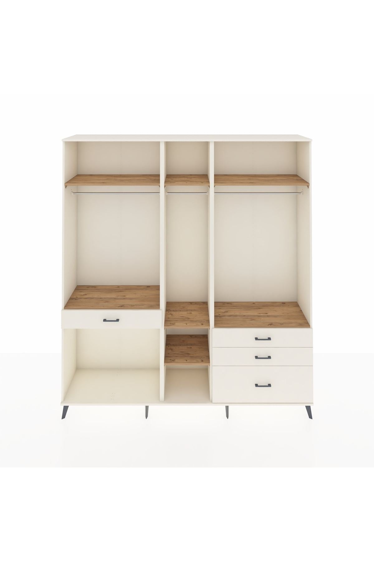 Hyperion Dolap 7 Raflı 4 Çekmeceli 3 Askılı 220x44x243 Aytaşı-Çam/Aytaşı