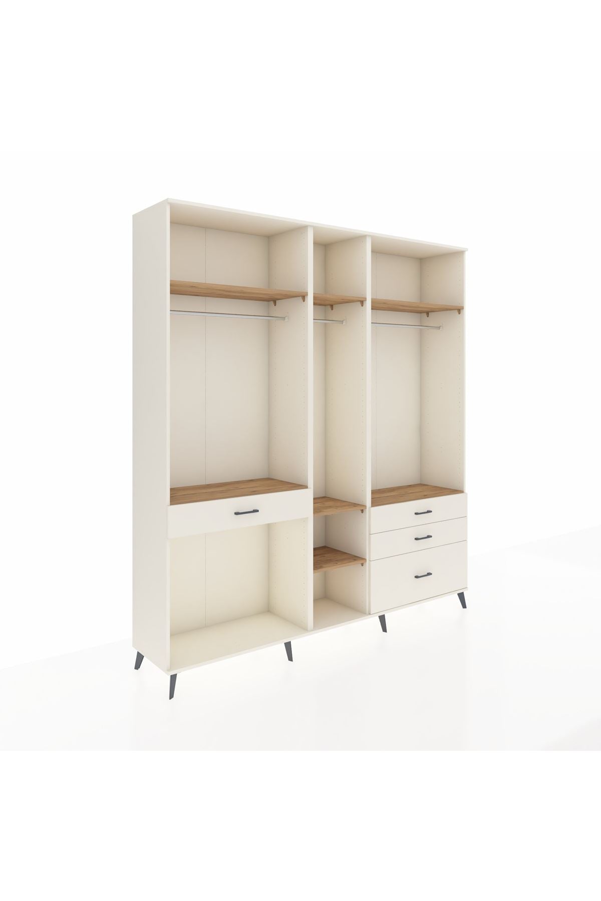 Hyperion Dolap 7 Raflı 4 Çekmeceli 3 Askılı 220x44x243 Aytaşı-Çam/Aytaşı