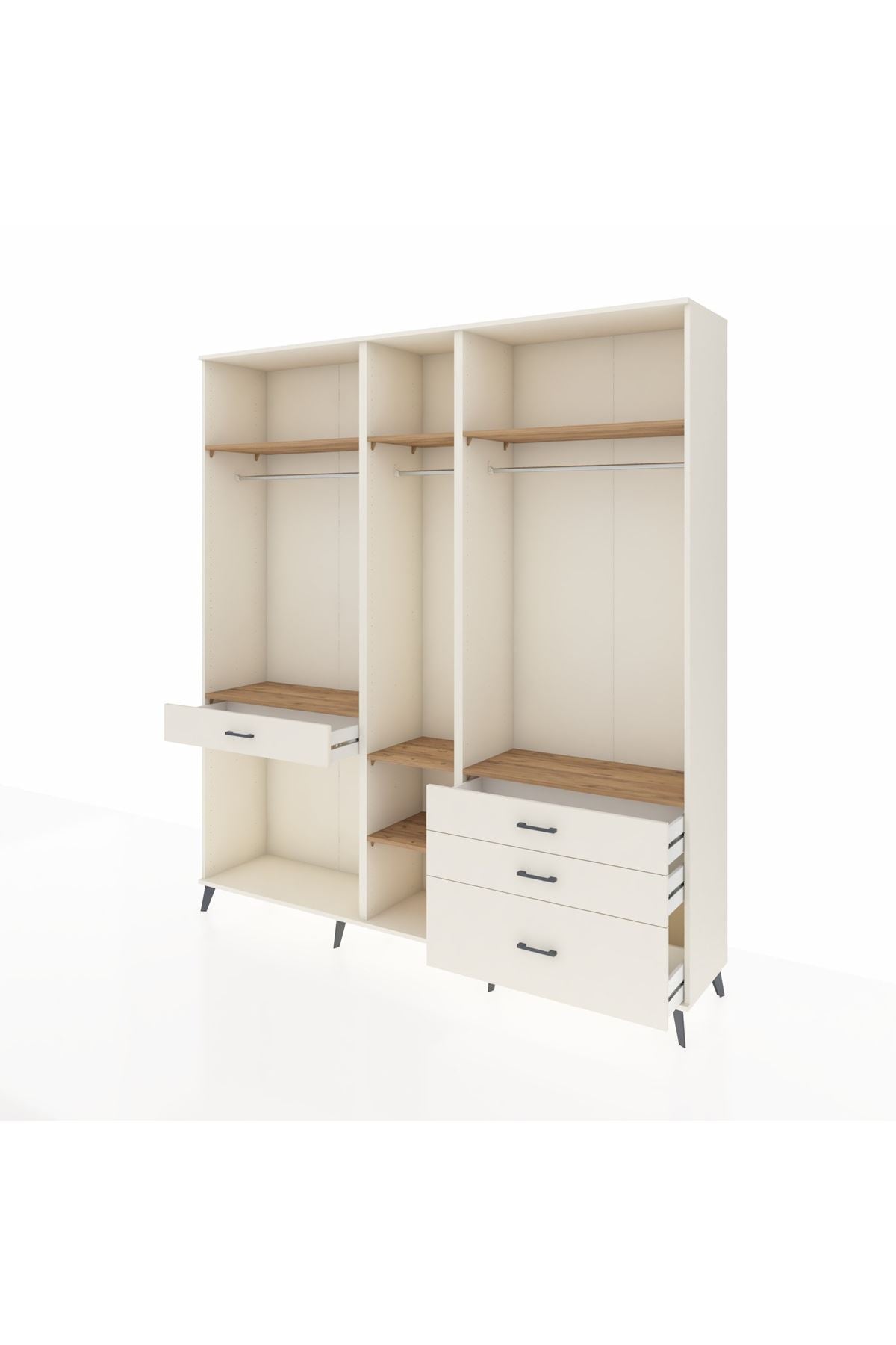 Hyperion Dolap 7 Raflı 4 Çekmeceli 3 Askılı 220x44x243 Aytaşı-Çam/Aytaşı