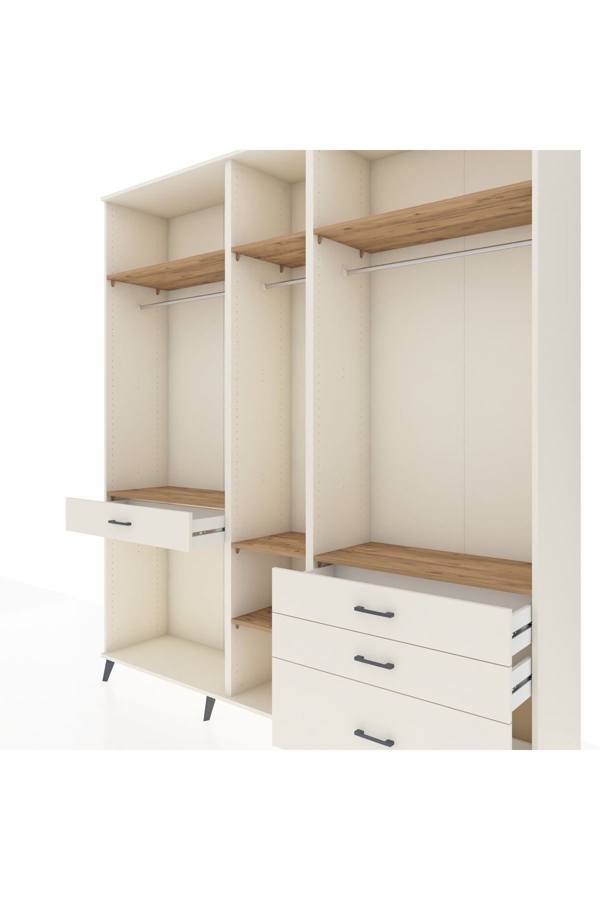 Hyperion Dolap 7 Raflı 4 Çekmeceli 3 Askılı 220x44x243 Aytaşı-Çam/Aytaşı