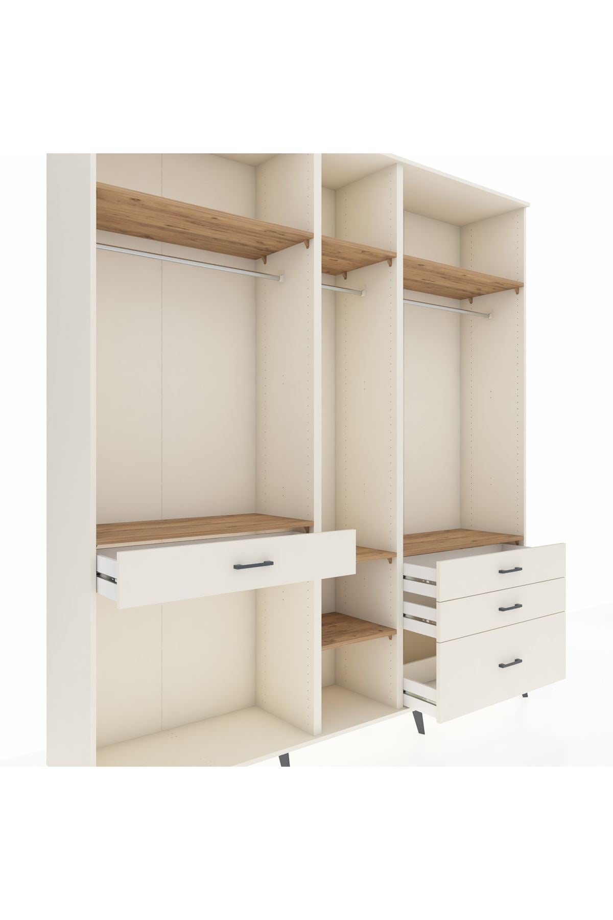 Hyperion Dolap 7 Raflı 4 Çekmeceli 3 Askılı 220x44x243 Aytaşı-Çam/Aytaşı