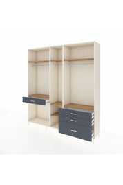 Hyperion Dolap 7 Raflı 4 Çekmeceli 3 Askılı 220x44x243 Aytaşı-Çam/Antrasit