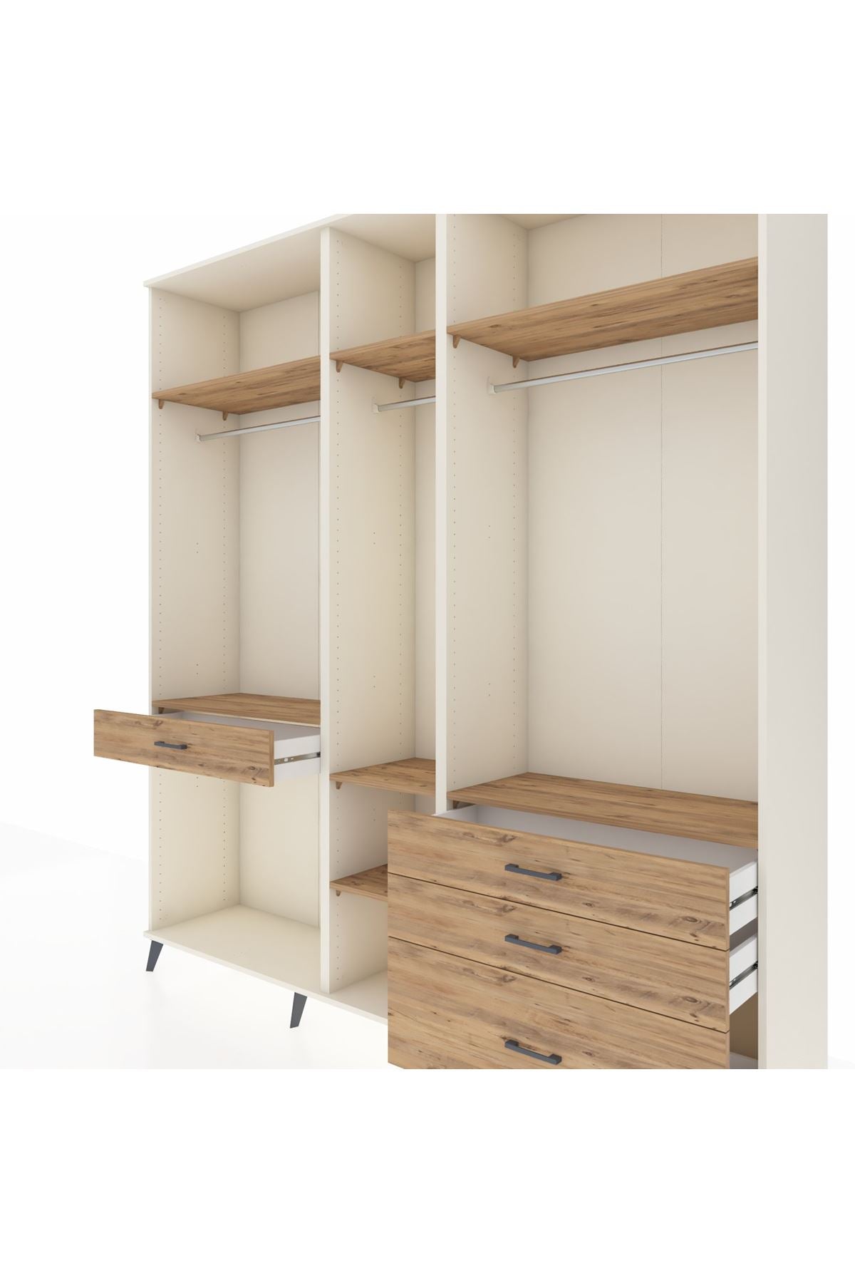 Hyperion Dolap 7 Raflı 4 Çekmeceli 3 Askılı 220x44x243 Aytaşı-Çam/Çam