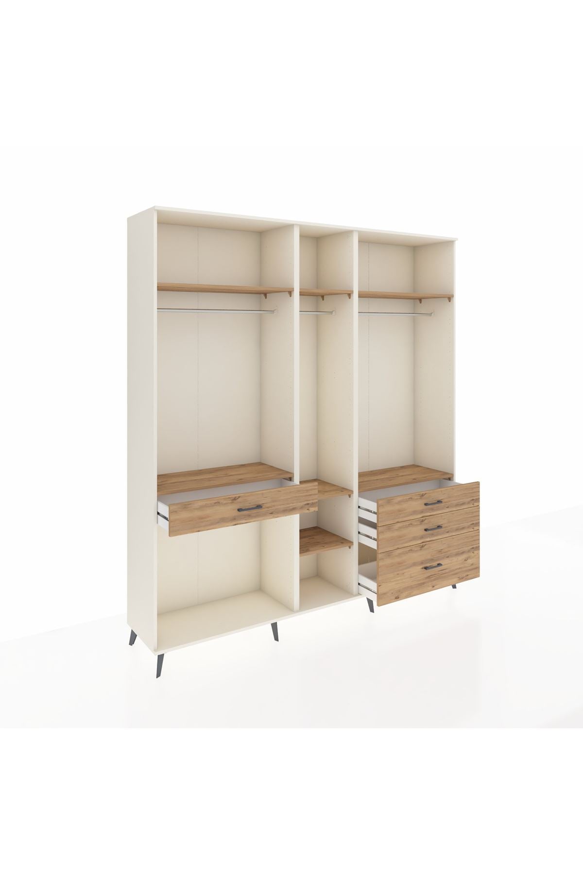 Hyperion Dolap 7 Raflı 4 Çekmeceli 3 Askılı 220x44x243 Aytaşı-Çam/Çam