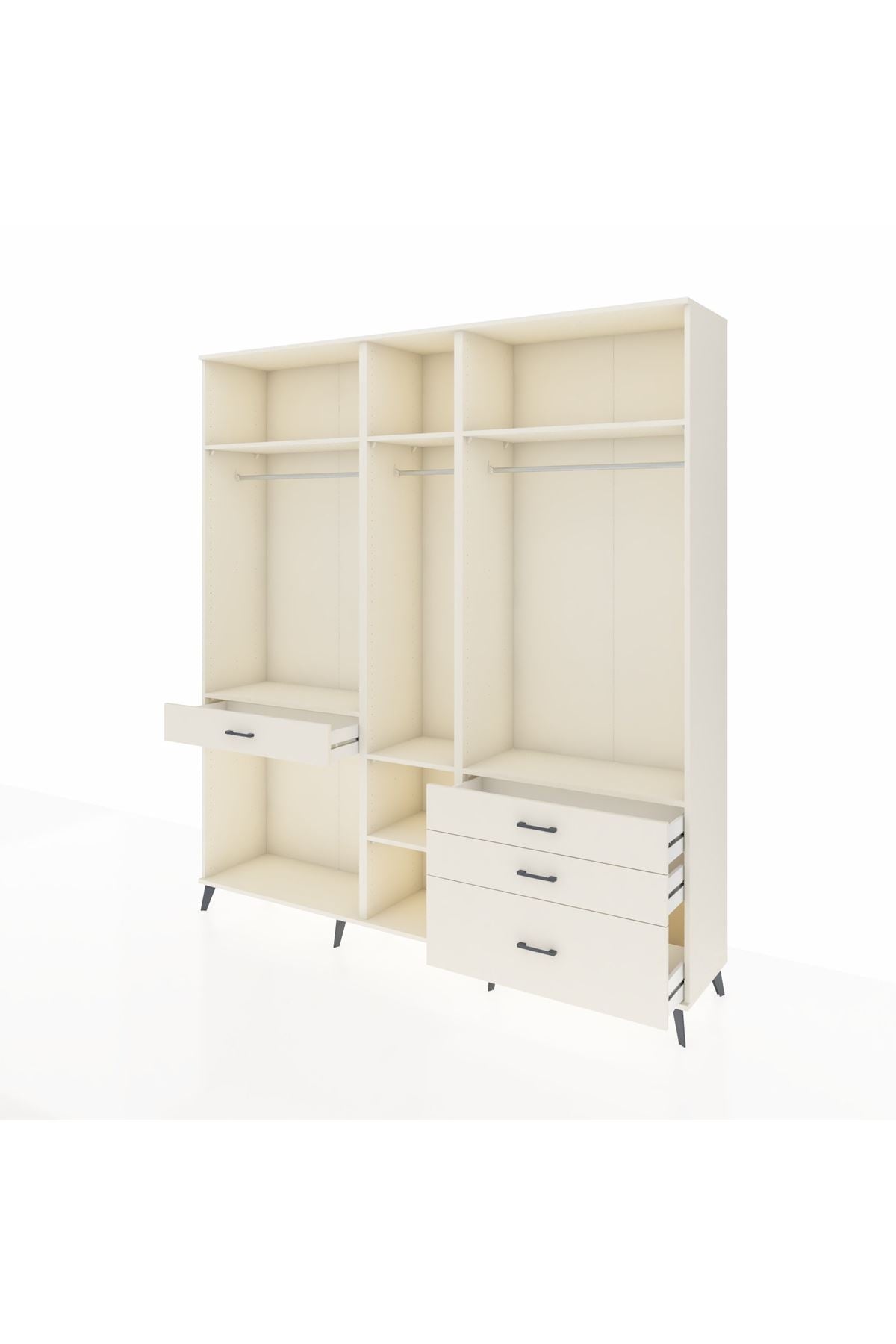 Hyperion Dolap 7 Raflı 4 Çekmeceli 3 Askılı 220x44x243 Aytaşı-Aytaşı/Aytaşı