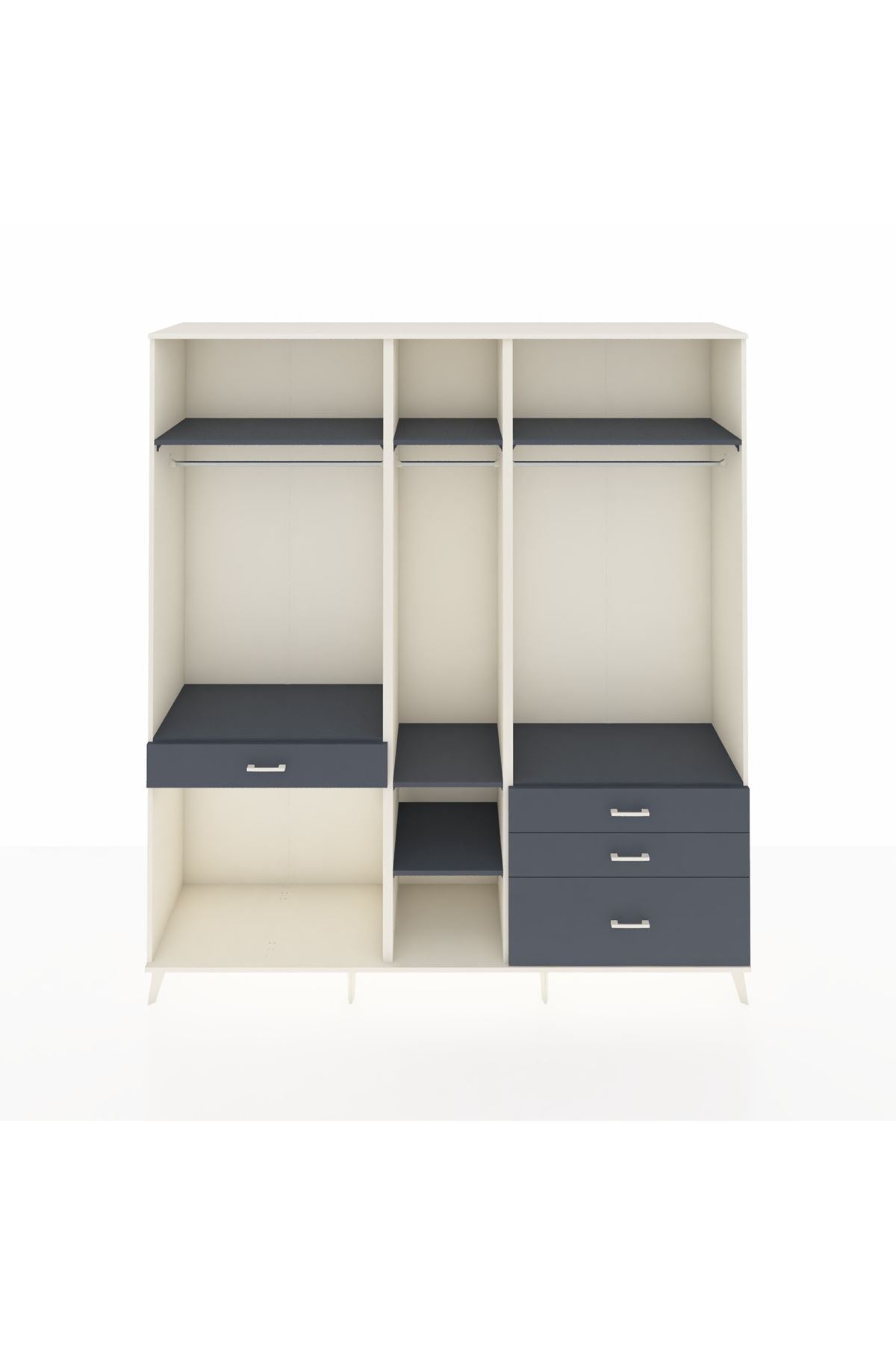 Hyperion Dolap 7 Raflı 4 Çekmeceli 3 Askılı 220x44x243 Aytaşı-Antrasit/Antrasit